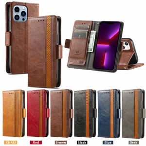 Business Magnetic Leather Wallet Cases Magnet Deluxe Flip Cover Credit ID Card slot f￶r iPhone 14 13 12 Mini 11 Pro Max XR XS X 8 Plus Samsung S20 S21 S22 Ultra A21S A51 A71