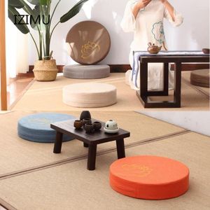 Travesseiro izimu japonês futon meditação buda sitating tecido lavável linho redondo varanda janela tatami ta removível