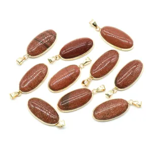 Natural Stone Pendants Waterdrop Shape Mixed Stone Agate Goldstone Chakra Healing Stones Charms f￶r smycken Making Necklace Armband