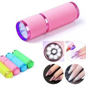 UV Light Torch Lamp Super Mini 9 LED -ficklampa Ultraviolet Light Nail Dryer Nails Gel Mask Fast Torking Manicure Tool