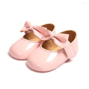 First Walkers 21 Baby Shoes Born Girls PU Leather Buckle Party Bow Red Black Pink White Soft Soled Non-slip