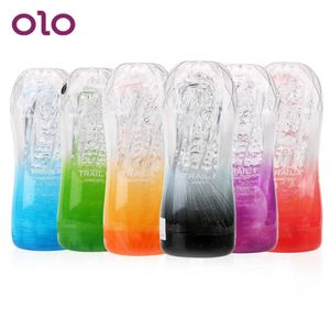 Beauty Items OLO Male Masturbator Cup sexy Products Endurance Exercise Soft Pussy Toys Transparent Vagina Vacuum Pocket for Men