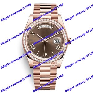 Wysokiej jakości męski zegarek 2813 Automatyczna maszyna M228345 Zegarek 40 mm czekoladki Rome Diamond Rame Rose Gold Stali Stal Calendar Watches