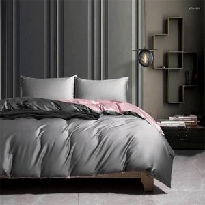 Bedding Sets Grey Pink El Quality Conjunto sedoso egyptian algodão Tampa de edredom Tampa/lençol/lençol/travesseiros