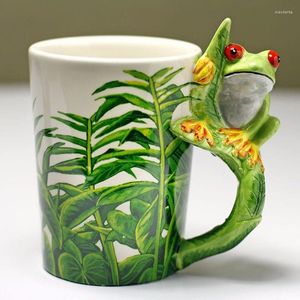 Tazze 2022 Tazza animale 3D dipinta a mano Rana Tazza di cartone animato in ceramica Bambino come