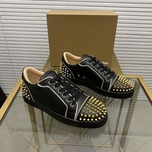 Top mens stylish studded shoes handcrafted real leather designer rock style unisex red soles shoes luxury fashion womens diamond encrusted casual shoe 00163