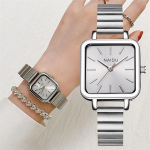 シンプルな銀の女性が絶妙なレディースブレスレットリスト時計セットミニマリストの女性クォーツ時計ドロップreloj mujer252b