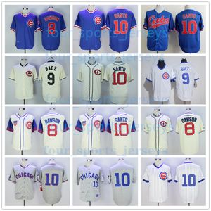 레트로 야구 유니폼 8 Andre Dawson 9 Javier Baez 10 Ron Santo Size S-6XL SDSKNDSASDAS