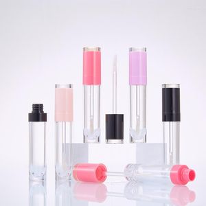 Aufbewahrungsflaschen, kundenspezifische Private-Label-leerer Lipgloss-Behälter, transparente Glasurtube, Kunststoff-Make-up, rosa, schwarze, rote Lipgloss-Verpackung