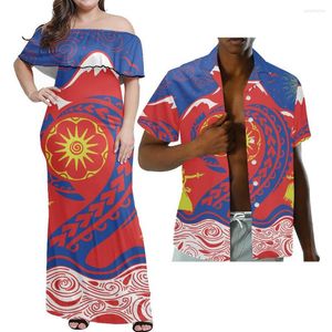 Casual Dresses HYCOOL Off Shoulder Summer Red For Women Long Party Wedding Evening 2022 Tribal Couple Clothes