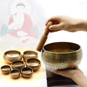 Lagringsflaskor Buddhist Chanting Bowl Dharma Implementera Nepal Handmade Buddha Sound Yoga Bronze Chime Meditation