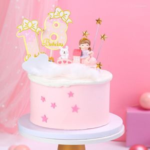 Forniture festive Numeri carini Torta di compleanno Topper Rosa Blu Baby Shower Corona Nubmer Cupcake di carta per decorazioni per feste