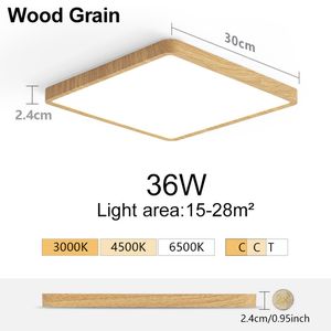 2.4cm Ultra thin led ceiling lights Square Wood Grain lamps living room 220V 110V for room Bedroom