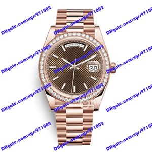 men's watch 2813 automatic mechanical watch m228345 40mm chocolate grid dial diamond bezel rose gold stainless steel wristwatch calendar display 228238 watches