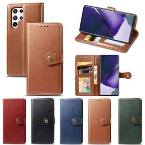 Retro Buckle Wallet Leather Cases Photo Frame Card Slots For Samsung S21 FE S22 Plus S23 Ultra A13 A23 A33 A53 A73 A04E A03 Core A03S A02S A12 A22 A32 A52 A72 X Cover6 Pro