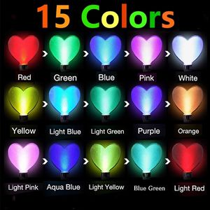 21cm Party Gift Heart & Stars Shaped LED Glow Stick 15 Color Change Bright Flashing Light Sticks For Fluorescent Camping Festivals Rave Birthday Concert Wedding