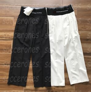 Luxury Women Straight Pants Black Webbing Design Trousers Fashion Street Style Pants