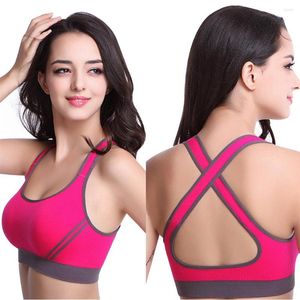 Yoga Outfit Woman Fitness Sports Bra Tank Shockproof Push Up Running Gym Swimmer Wire Free Padded Underwear Vest Cropped Top