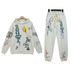 Rhude Mans Tracksuit Bluza Budie spodnie dresowe unisex dressals mężczyzn mężczyzn w bluzy i spodnie ustawiają francuskie joggery z francuską terry.