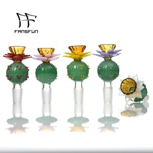 Glass Smoking Accessories Bowl Flower 14mm Male Joint 25mm Dia 82mm Length for Quartz Banger mixed color bong