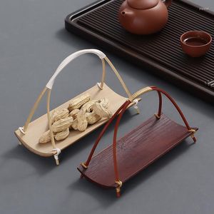 Plates Japen Style Bamboo Dessert Tray Fruit Plate Tea Set Accessories Portable Towel For El Bistro Japanese NJ72309
