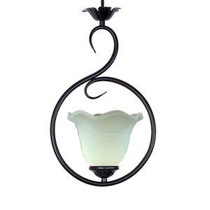 Country Rustic Iron Hallway Ceiling Pendant Light Balcony Glass Flower Hanging Lamp Retro Black Metal Corridor Hanging Lighting Fixtures