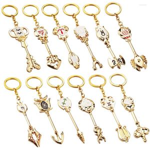 Nyckelringar Anime Fairy Tail Lucy Zodiac Spirit Gate Key Chain for Men Women 12 Constellation Emamel Pendant Ring Collectible Jewelry
