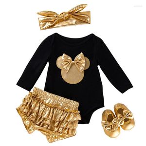 Completi di abbigliamento Vestiti per neonate Manica lunga Pagliaccetto topo d'oro Simpatici mutandoni con volant Tutu Pantaloncini Costume Nato neonato Abiti Cosplay