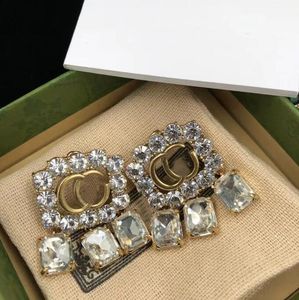 Moda marca de luxo brincos pendurados pingente de cristal de diamante personalidade senhoras festa de casamento designer de jóias aretes orecchini com caixa