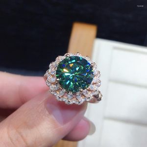 Wedding Rings Romantic Maldives 3 Carat Solitaire Open For Women Shine Blue-Green CZ Stone Inlay Fashion Jewelry Party Gift