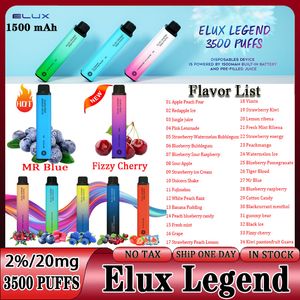 Elux Legends 3500 Puffs disposables Disposable Vapes Disposable elux legend puff 3500 Pro E Cigarettes Vape Pen 1500mAh Vaporizer Stick Vapor Kit 2% 10ml Pre Filled
