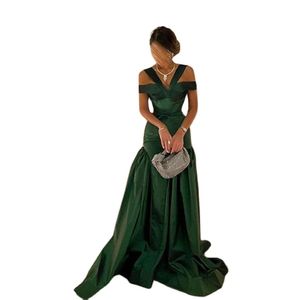 Eightree Emerald Green Prom Dresses Mermaid Stain Vintage Pleat Long Evening Gowns Abendkleider Dubai 2023 Formal Occasion