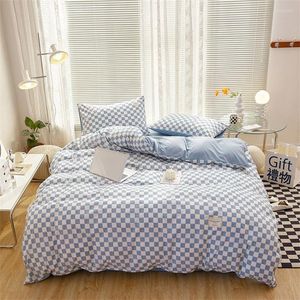 Bedding Sets Cotton Set Checkerboard Plaid Nordic Duvet Cover Comforter Fitted Bed Sheet Queen King Size Covers