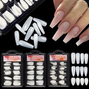 False unhas longas dicas falsas definir extensão de gel NEAs na capa completa esculpida quadrado redonda transparente transparente molde manicure