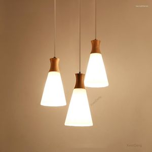 Pendant Lamps Japanese Wood Lamp Island Glass Light Dining Room Hanging Bedside Hanglamp Kitchen Fixtures Luminaire