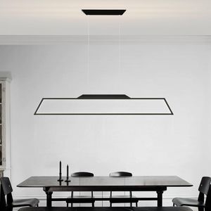 Chandeliers Modern LED Rectangular Chandelier Is Suitable For Restaurant Kitchen Nordic Office Lamp Bar Lighting Study Room