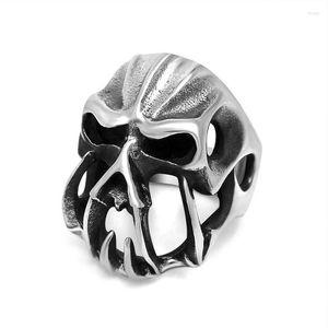 Ringos de cluster cor de prata 316l Aço inoxidável Skul Monsterl Ring Men Punk Biker Skull Motorcycle Band Jewelry Gifts para H