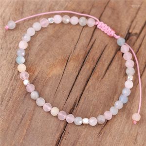 Charm Bracelets High End 4mm Morganite Beads Dainty Bracelet Boho Tibetan Adjustable Natural Stone For Women Jewelry Wholesale Dropship