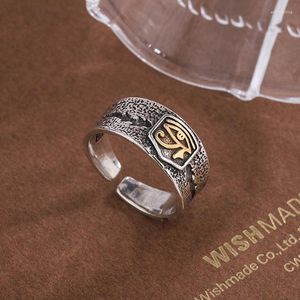 Cluster Rings Sole Memory Silver Color Retro Thai Eye Of Horus Antico Egitto Faraone Apertura ridimensionabile femminile SRI1111