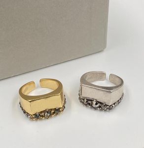 Designers Retro Crystal Rhinestone Band Rings Fashion Brand Men Women Sier Lovers Jewelry Ring 238