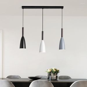 Pendant Lamps Nordic Led Lamp Chandelier Hanging Ceiling Light Industry Modern For Dining Room Kitchen Table Bedroom Iron E27 Black