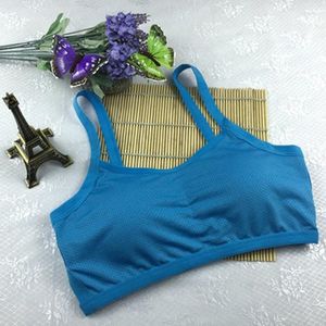 Yoga-Outfit Damen-Fitness-Unterwäsche, dünner Abschnitt, einfarbig, rahmenlos, elastisch, drahtlos, gefüllter BH, stoßfest, Push-Up-Sport-Top