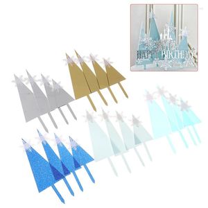 Festive Supplies 4Pcs/Set Merry Christmas Party Cake Topper Golden Acrylic Tree Family Toppers Plugin