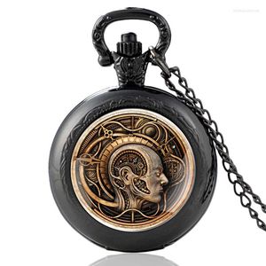 Pocket Watches Vintage Steampunk Skull Design Silver Glass Dome Watch Men Women Punk Style Pendant Necklace Hours Clock Presents