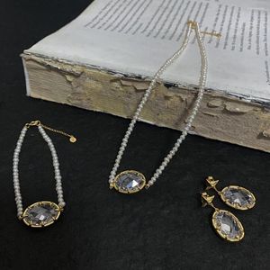 Girocollo RISPADA Collana con zirconi e perle d'acqua dolce naturali placcate in argento 925