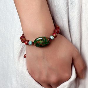 Braccialetti con ciondoli Bracciale in cristallo viola originale fatto a mano in pietra verde e rossa etnica fai da te moda lusso vintage