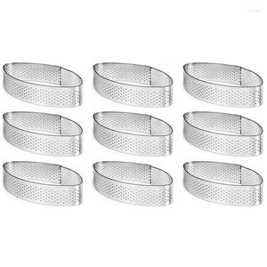 Baking Tools 9 Pack Stainless Steel Tart Ring Heat-Resistant Perforated Cake Mousse Molds Circle Cutter Pie