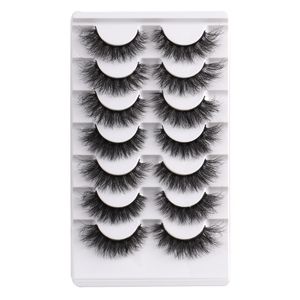 Lösögonfransar 7 Par Pack Cat-Eye Fluffy Faux Mink Fransar Wispy Dramatisk Lång Tjock Volym Fake Eye Lash Multipack