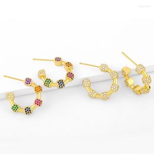 Hoop Earrings FLOLA Multicolor Small For Women White Stone Huggie CZ Cubic Zirconia Gold Plated Jewelry Gifts Ersv75