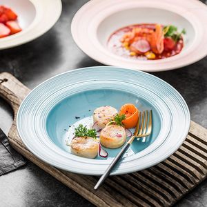 Teller Nordic Art Keramik Mattweiß Western Ramen Strohhut Teller Home El Tableware Einfache Küche Runde Dessert Sushi